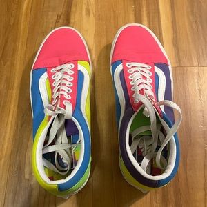Neon rainbow Vans size 8.5 (worn once)